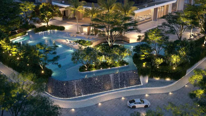 Night aerial view of Sattva City